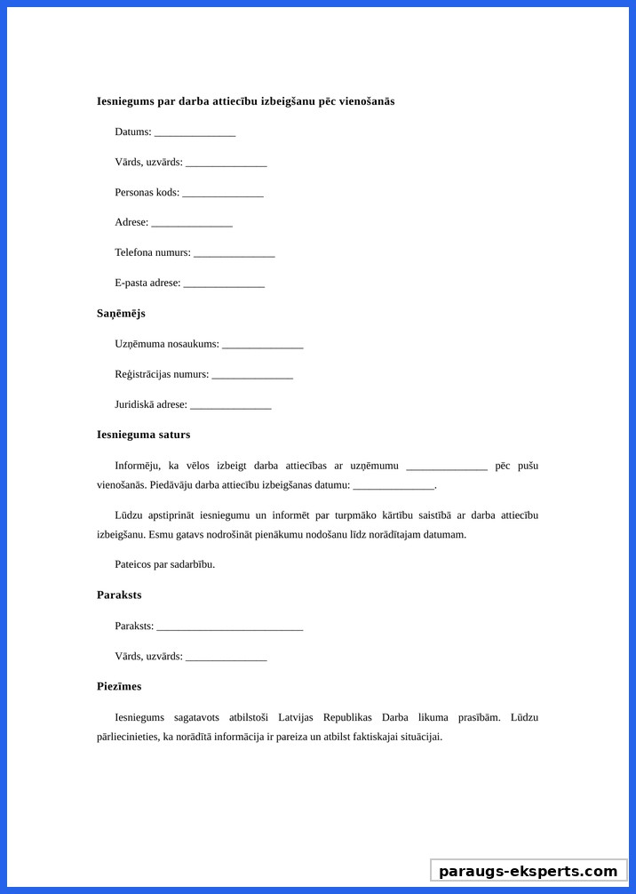 Iesniegums Pēc Pušu Vienošanās Paraugs